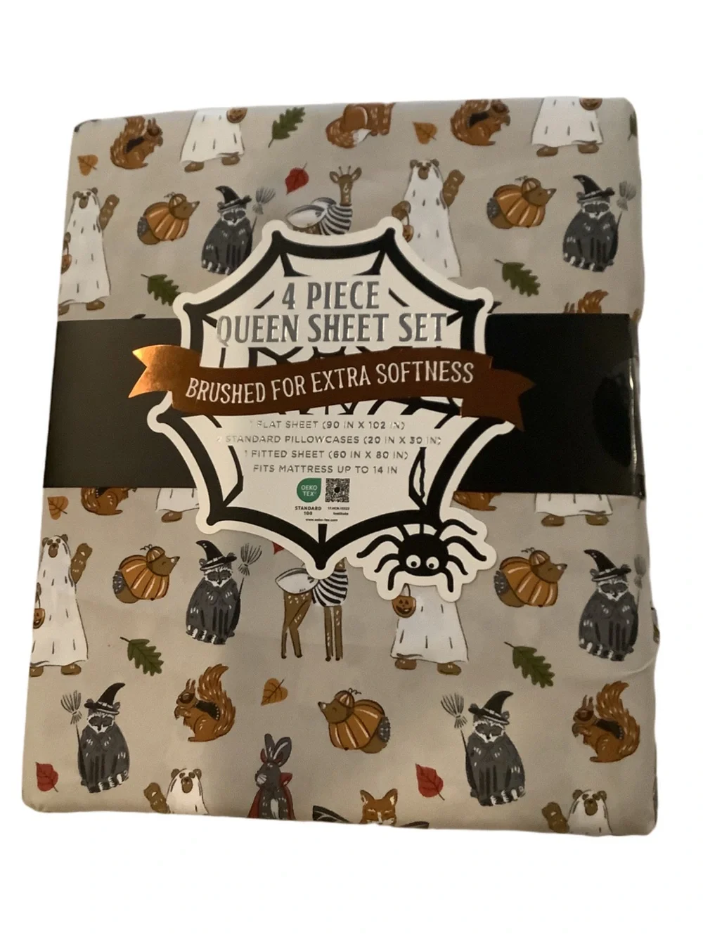 Envogue Halloween Forest Critters Queen Sheet Set New